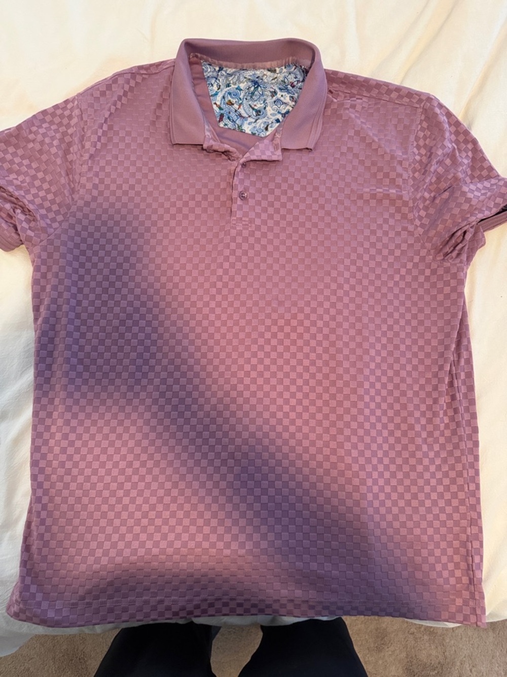 Robert Graham Mauve Checker-Texture Polo Shirt